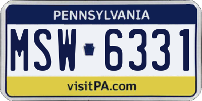 PA license plate MSW6331