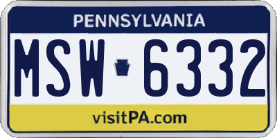 PA license plate MSW6332