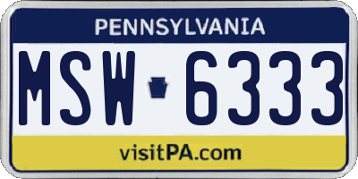 PA license plate MSW6333