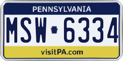 PA license plate MSW6334
