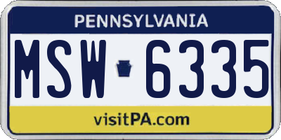 PA license plate MSW6335