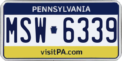 PA license plate MSW6339