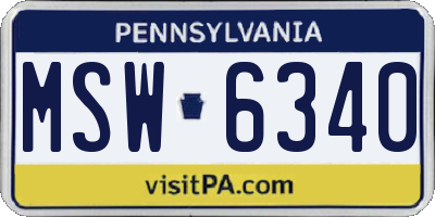 PA license plate MSW6340