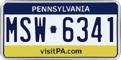 PA license plate MSW6341