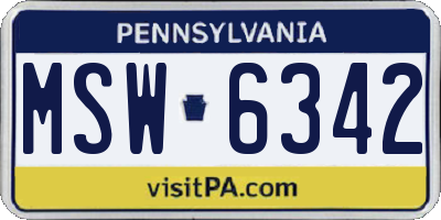 PA license plate MSW6342