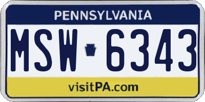 PA license plate MSW6343