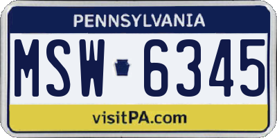 PA license plate MSW6345