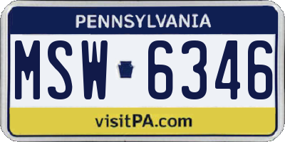 PA license plate MSW6346