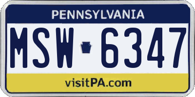 PA license plate MSW6347
