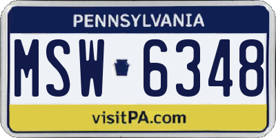PA license plate MSW6348