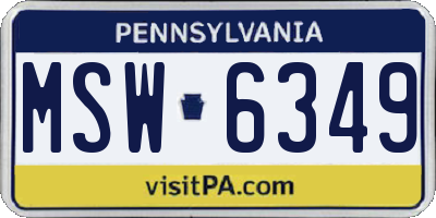 PA license plate MSW6349
