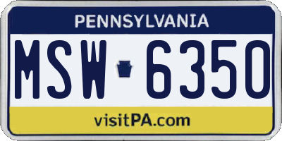 PA license plate MSW6350