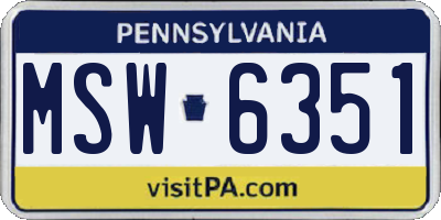 PA license plate MSW6351