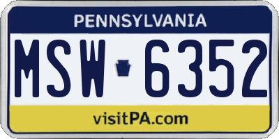 PA license plate MSW6352
