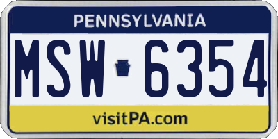PA license plate MSW6354