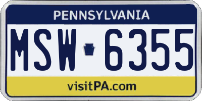 PA license plate MSW6355