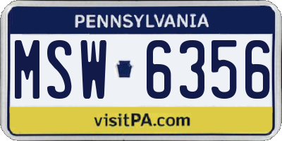 PA license plate MSW6356