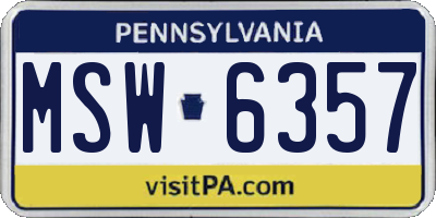 PA license plate MSW6357