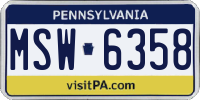 PA license plate MSW6358