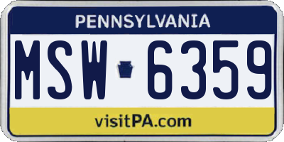 PA license plate MSW6359