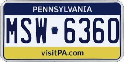 PA license plate MSW6360