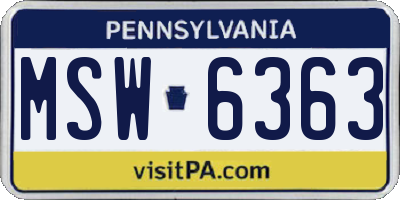 PA license plate MSW6363