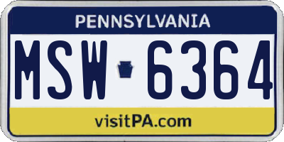 PA license plate MSW6364