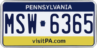 PA license plate MSW6365