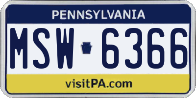 PA license plate MSW6366