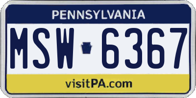 PA license plate MSW6367