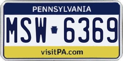 PA license plate MSW6369