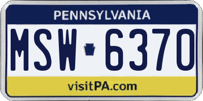 PA license plate MSW6370