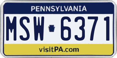 PA license plate MSW6371