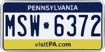 PA license plate MSW6372