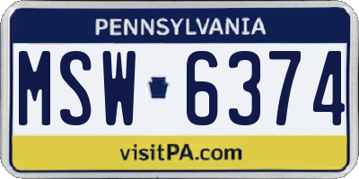 PA license plate MSW6374