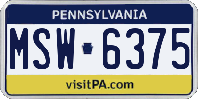 PA license plate MSW6375