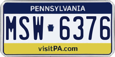 PA license plate MSW6376