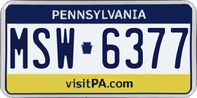PA license plate MSW6377