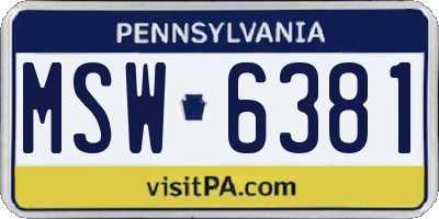 PA license plate MSW6381