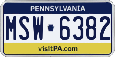 PA license plate MSW6382