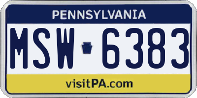 PA license plate MSW6383