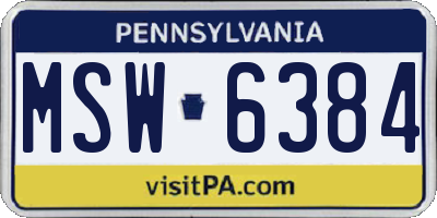 PA license plate MSW6384