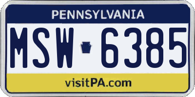 PA license plate MSW6385