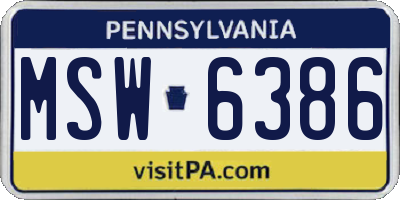 PA license plate MSW6386