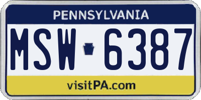 PA license plate MSW6387