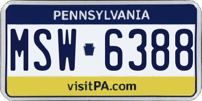 PA license plate MSW6388