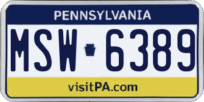 PA license plate MSW6389
