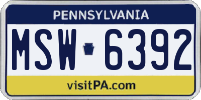 PA license plate MSW6392