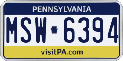 PA license plate MSW6394