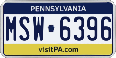 PA license plate MSW6396